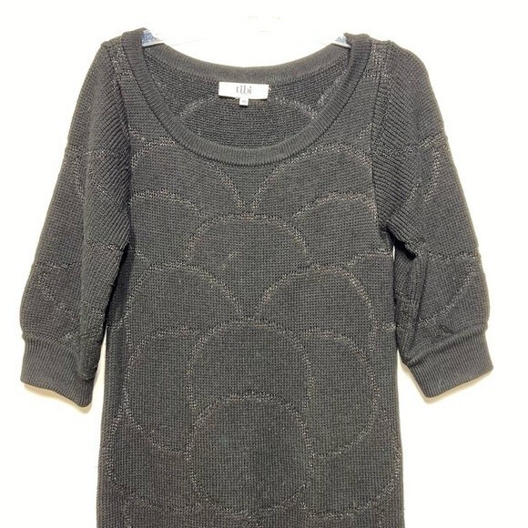 Tibi New York Merino Wool Metallic Shimmer Sweater Dress in Black and Gold XS - Picture 4 of 11